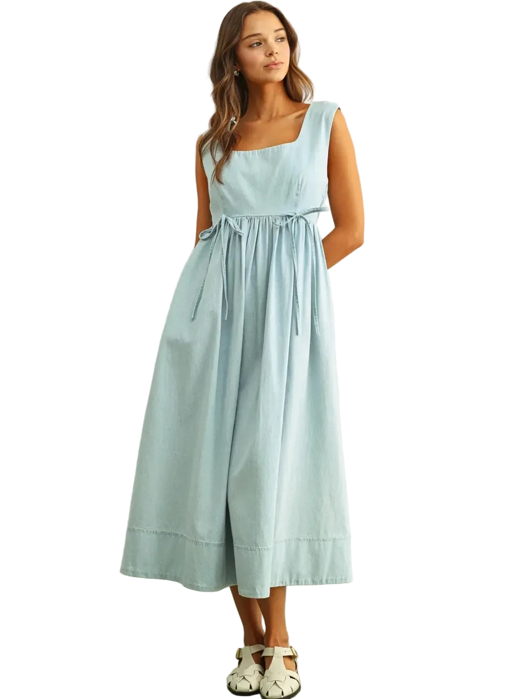 W's Chambray U-Neck Sleeveless Dress