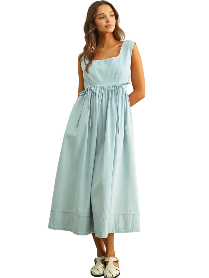 W's Chambray U-Neck Sleeveless Dress