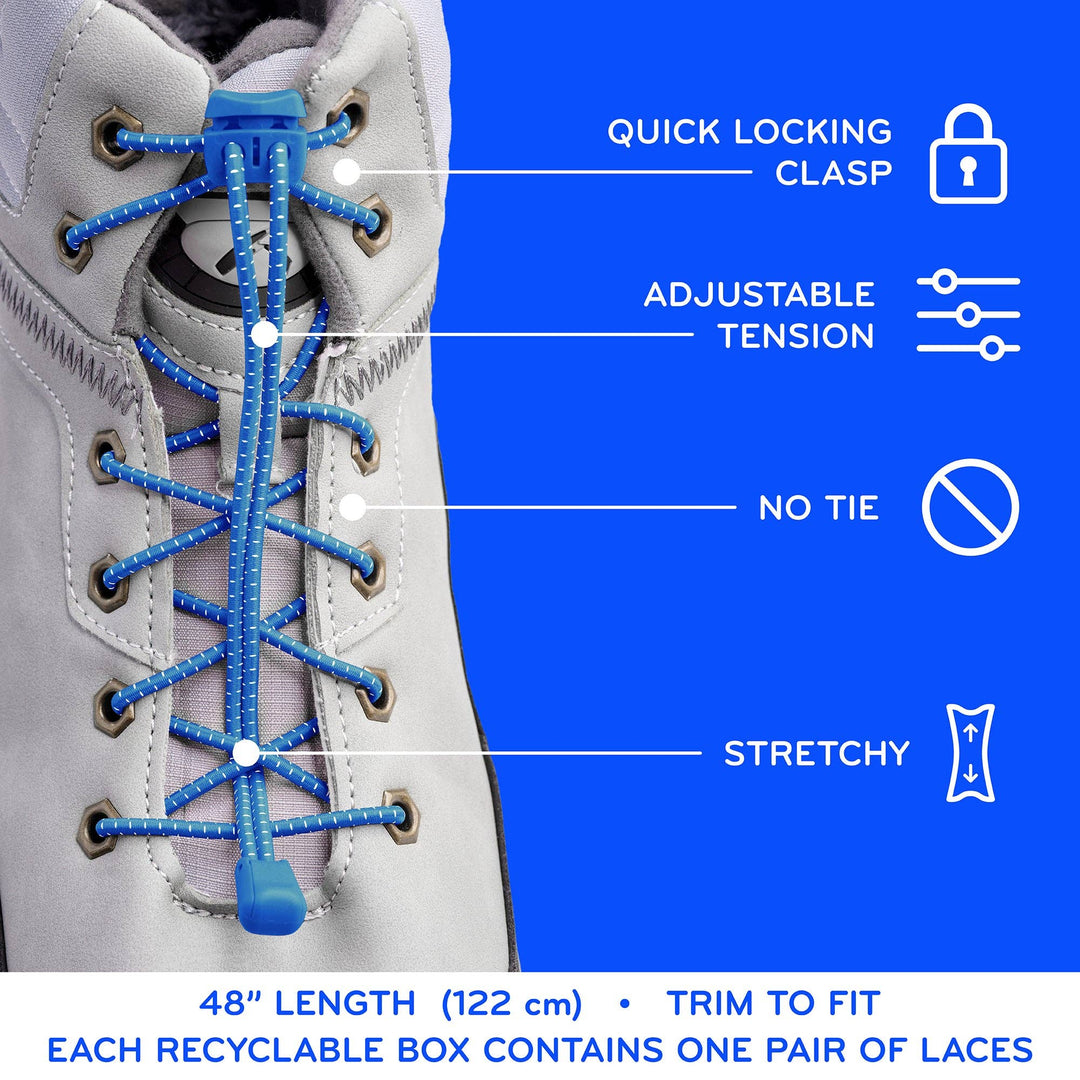 Quick Lock No Tie Elastic Shoelaces: Blue