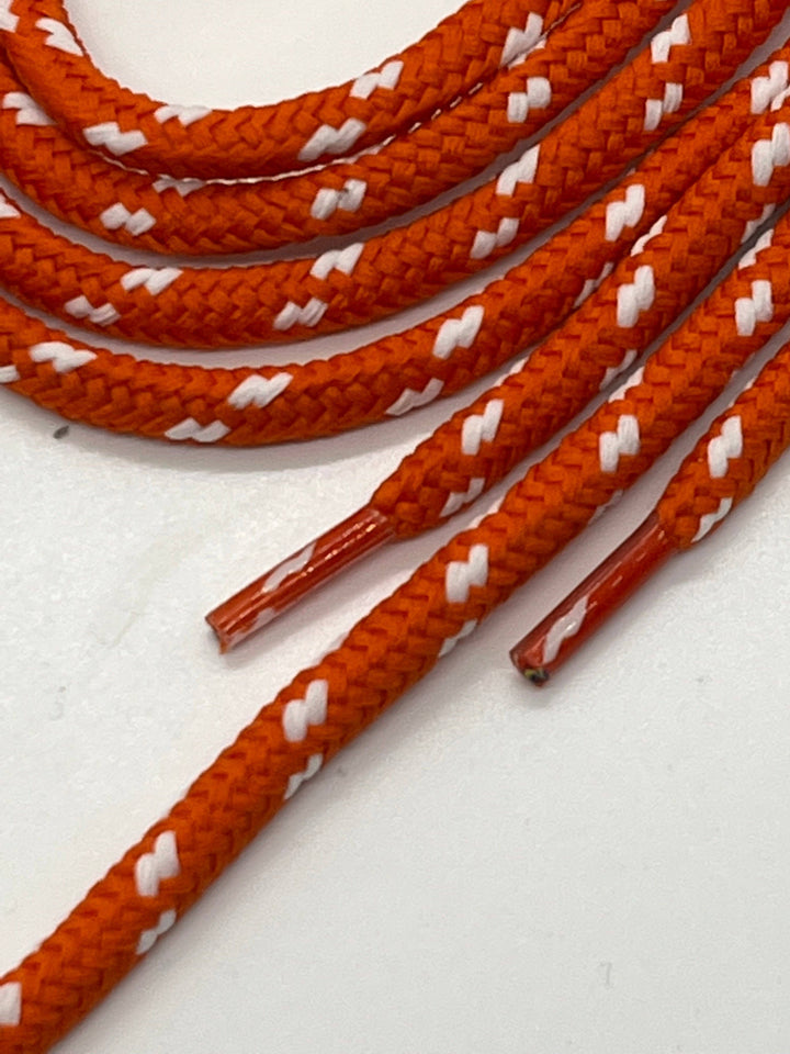 Round Classic Shoelaces - Orange with White Accents: 60"