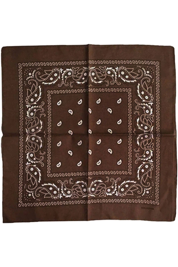 Classic Paisley Print Square Cotton Bandana: DARK ORANGE / ONE SIZE