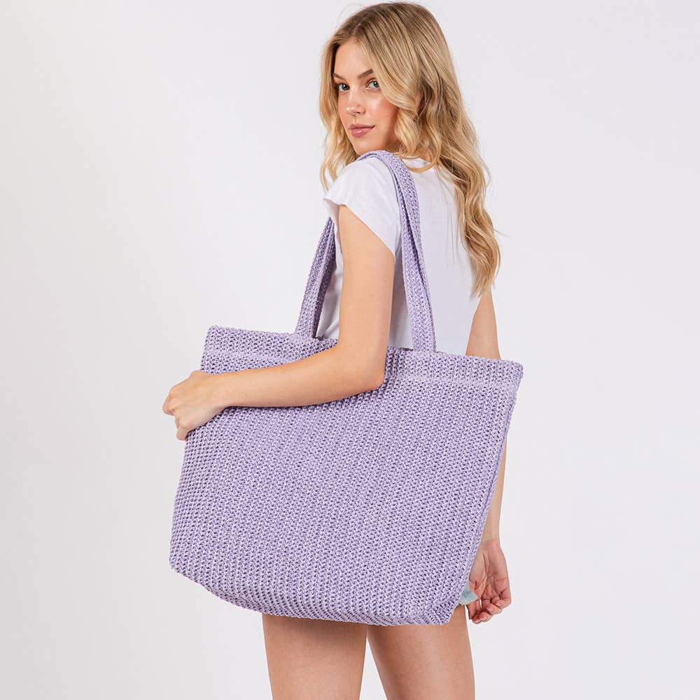Solid Crochet Straw Tote Bag / Beach Bag
: Olive