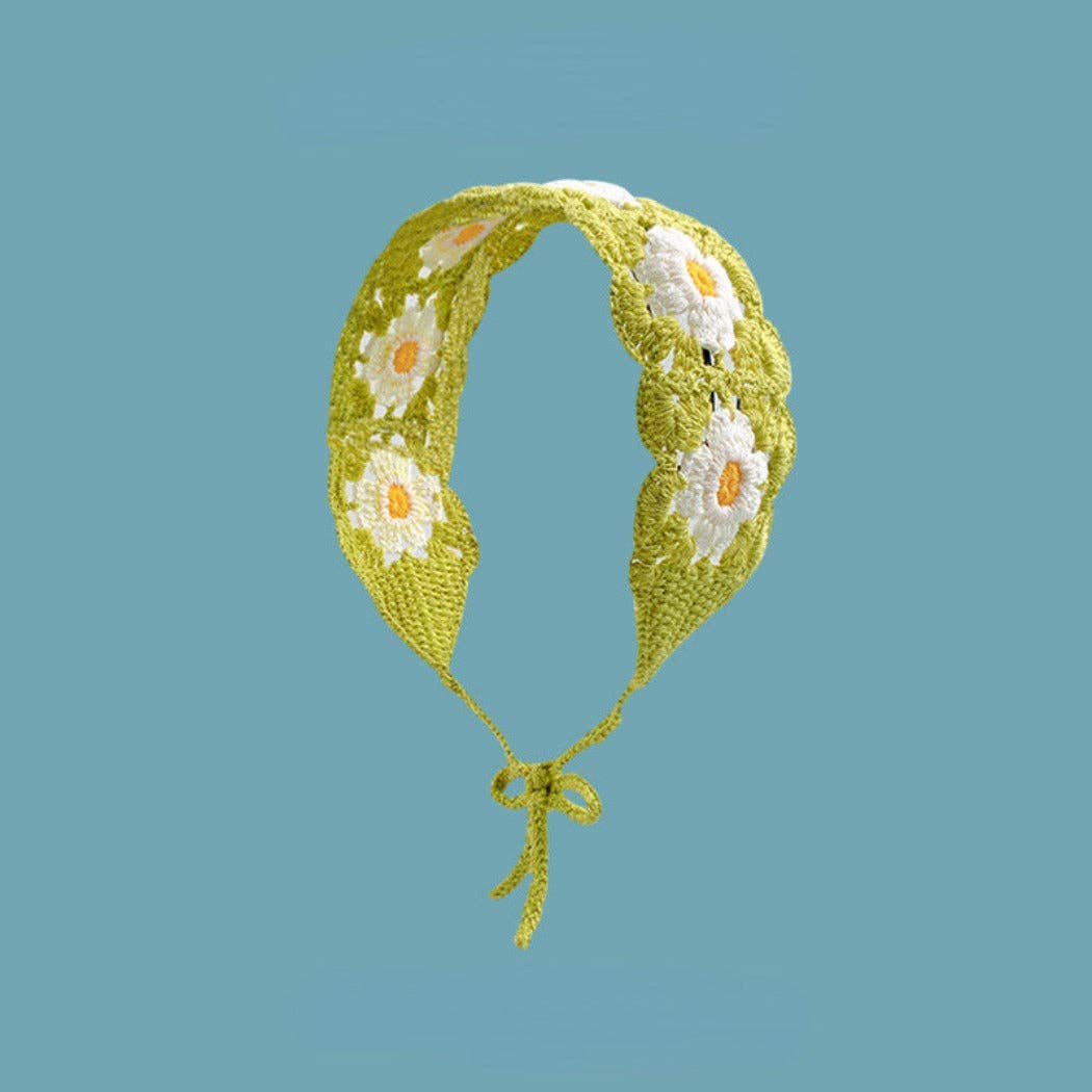 Haila - Crochet Flower Hairband - Summer's Perfect Accessory: GREEN
