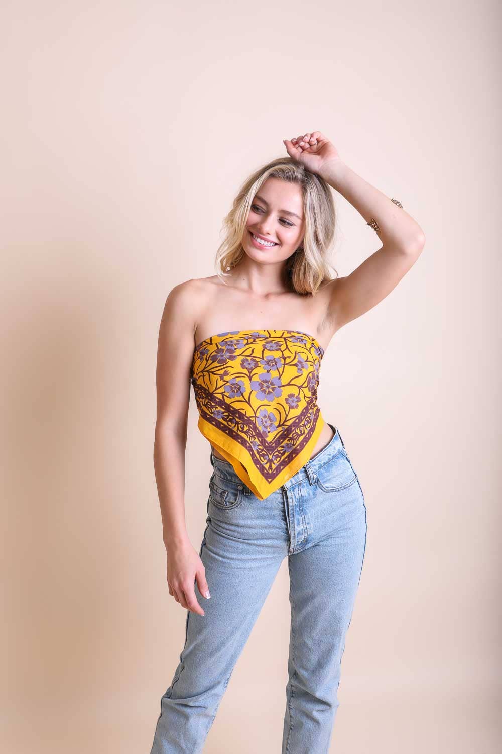 Boho Floral Anemone Bandana – Oversized Scarf, Black