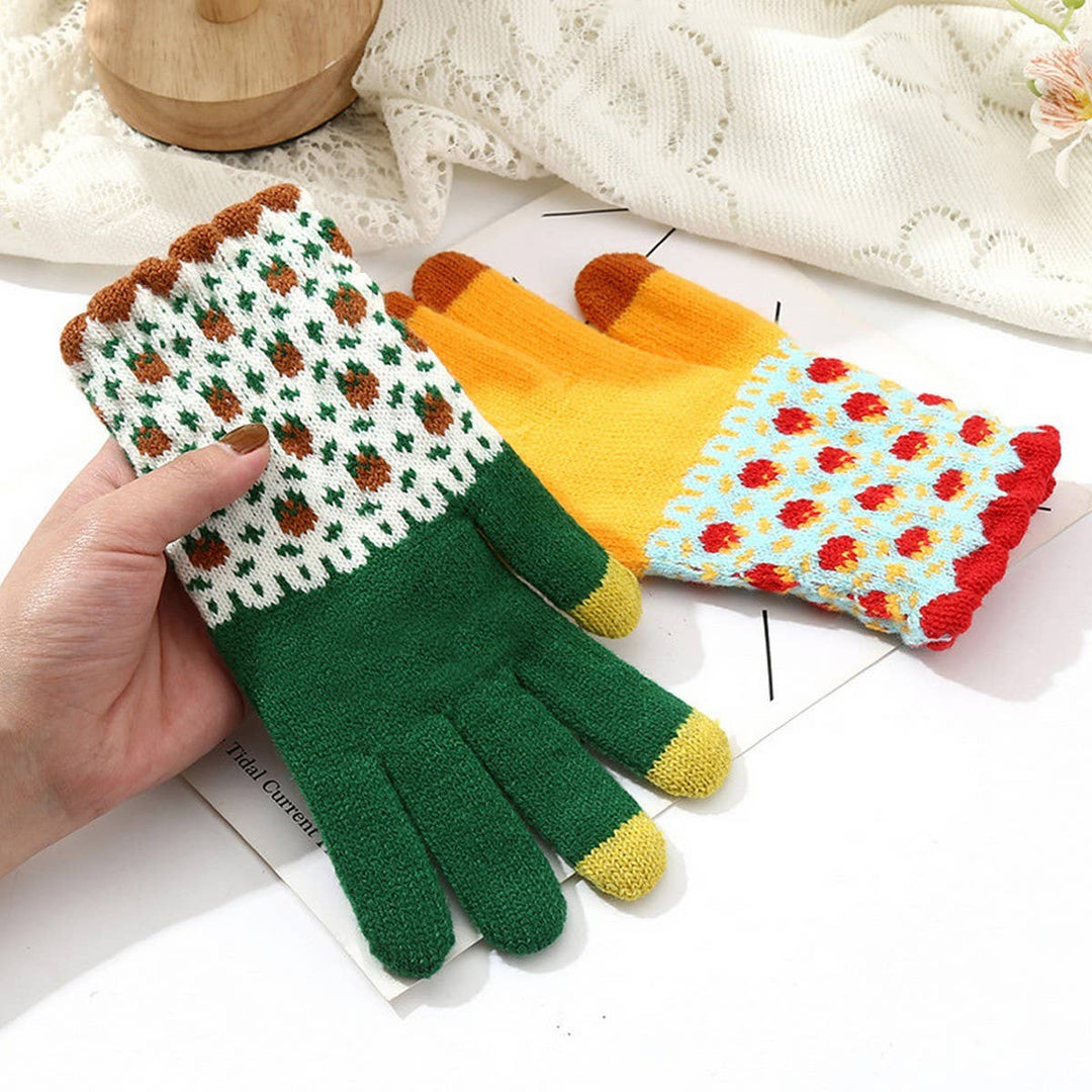 Cute Knit Gloves for Women, Green