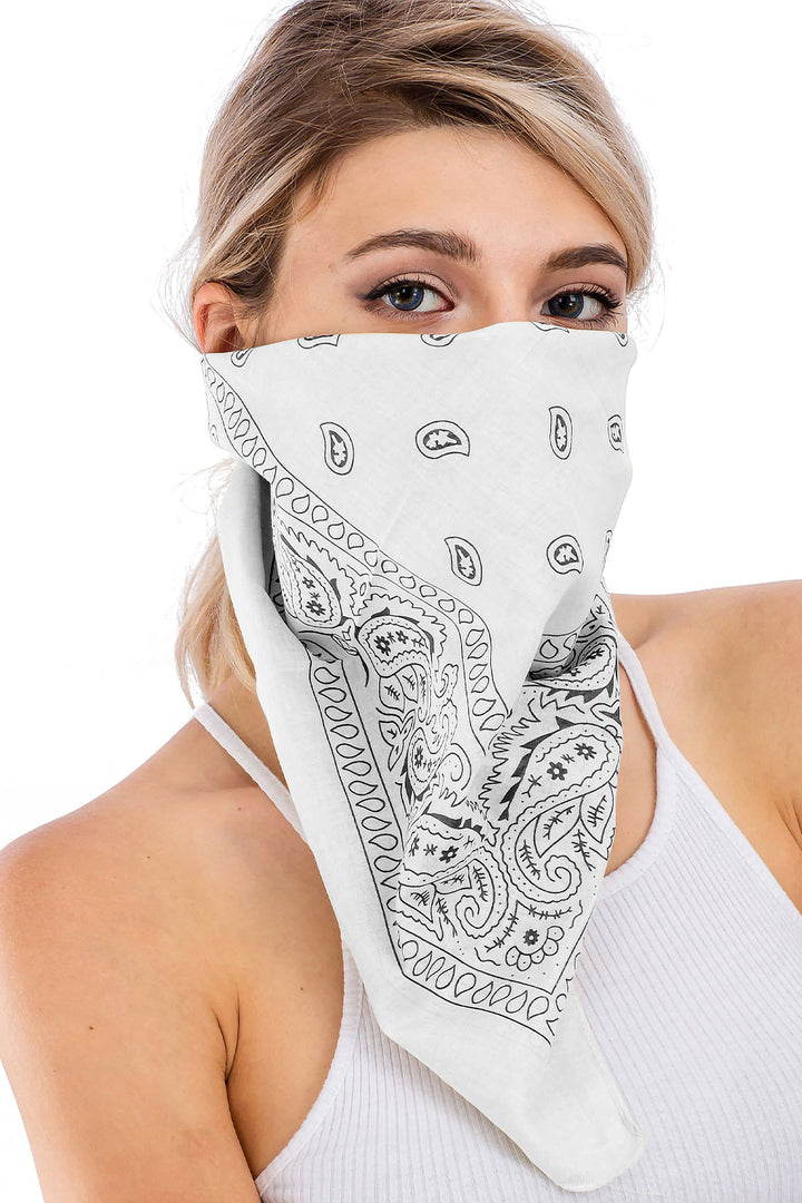 Classic Paisley Print Square Cotton Bandana: DARK ORANGE / ONE SIZE