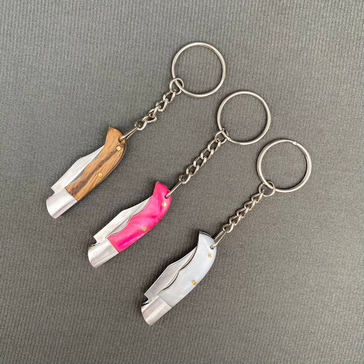 Wood & Acrylic Handle Foldable Stainless Steel Knife: Wood handle - C