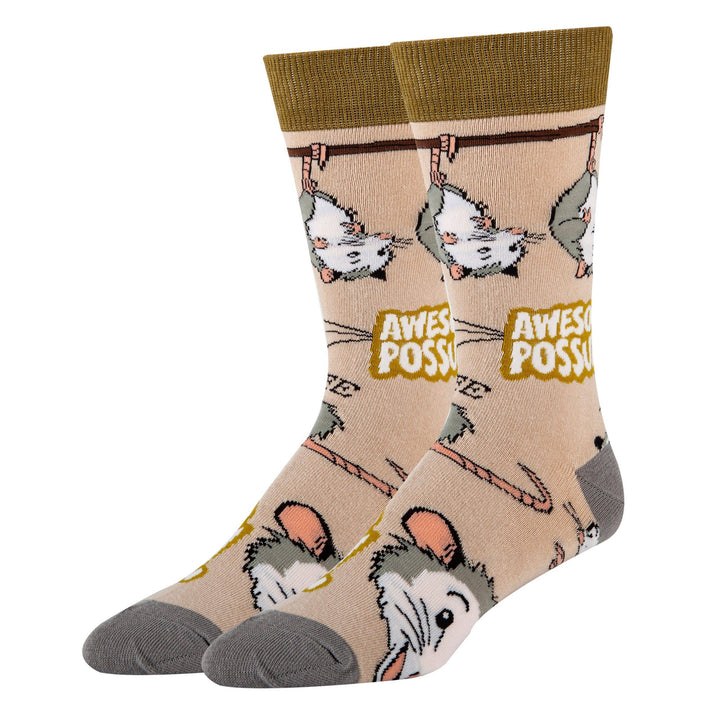 Anything is Possumble | Men's Cotton Crew Funny Animal Socks