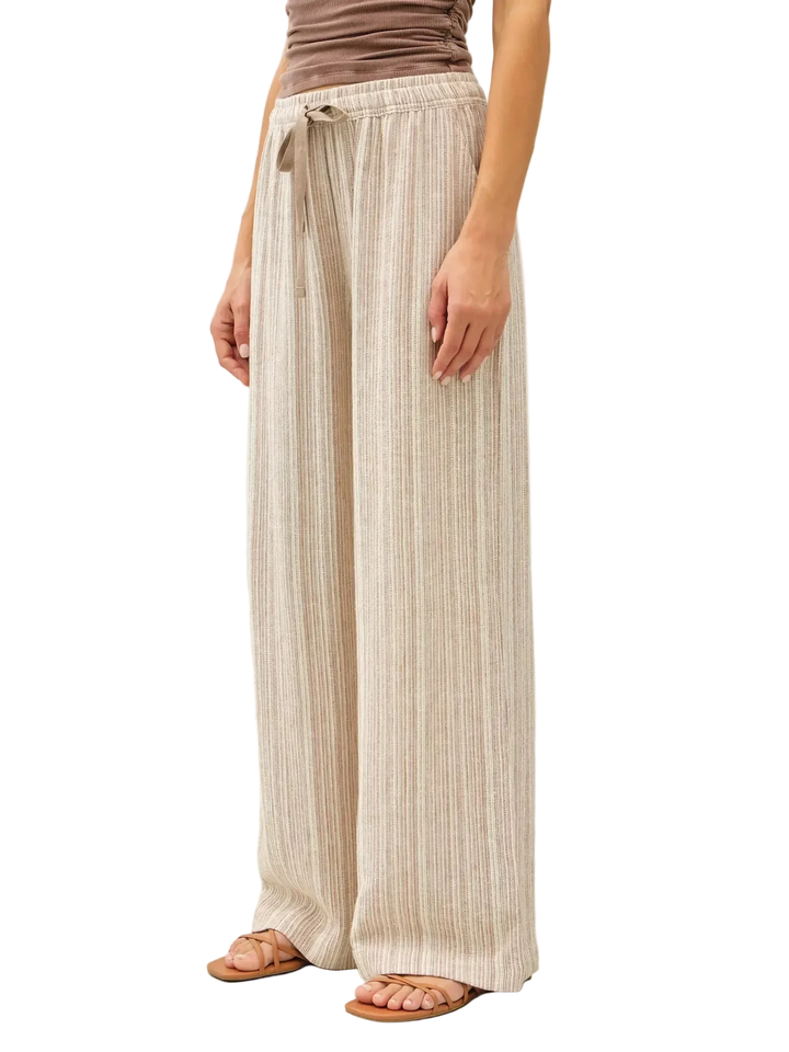 W's Striped Linen Wide Leg Pant