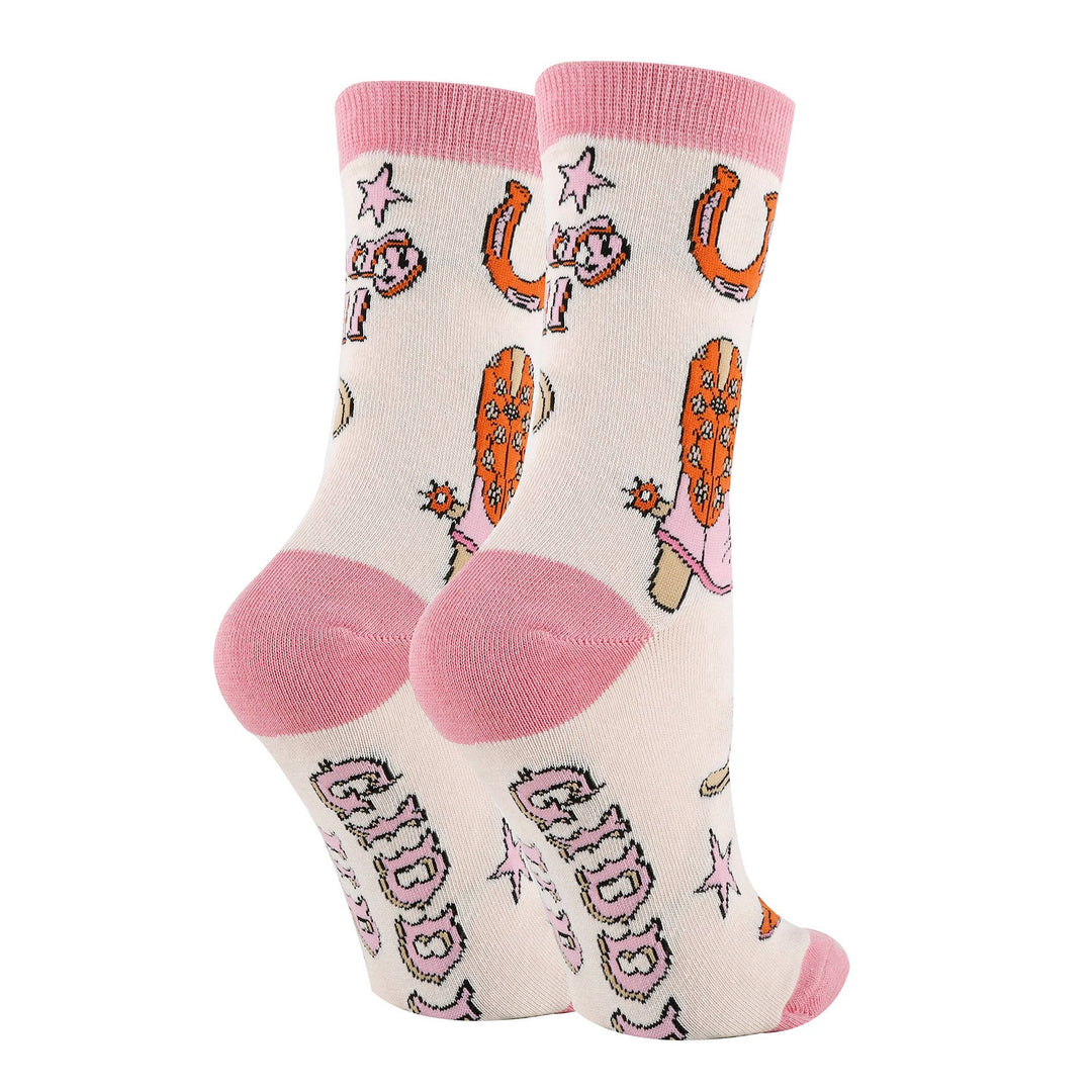 Giddy Up | Women's Western Fun Saying Crew Socks