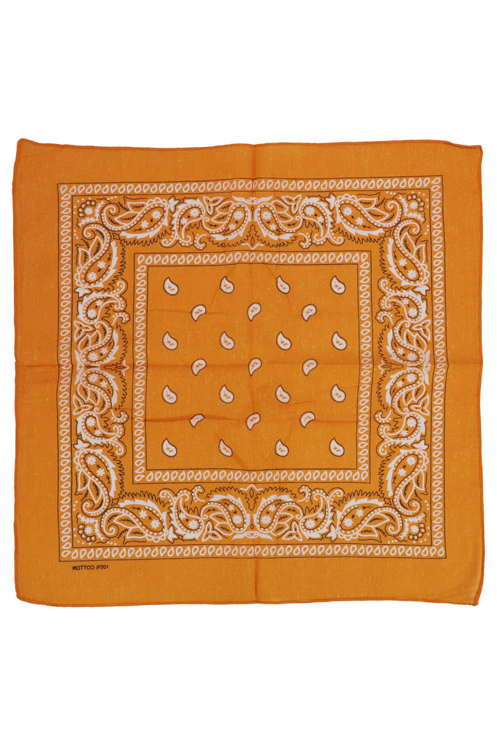 Classic Paisley Print Square Cotton Bandana: GOLD / ONE SIZE