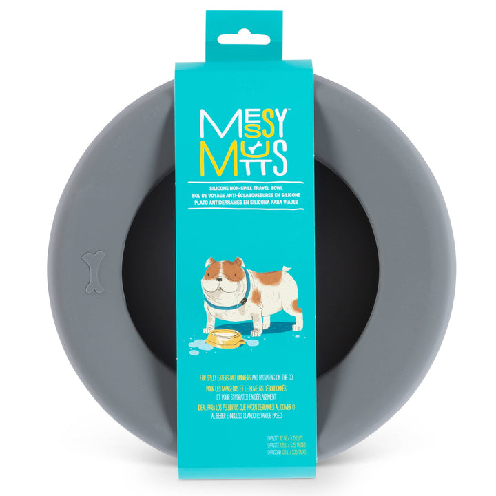 Messy Mutts Silicone Non-Spill Bowl Cool Grey 5.25 Cups