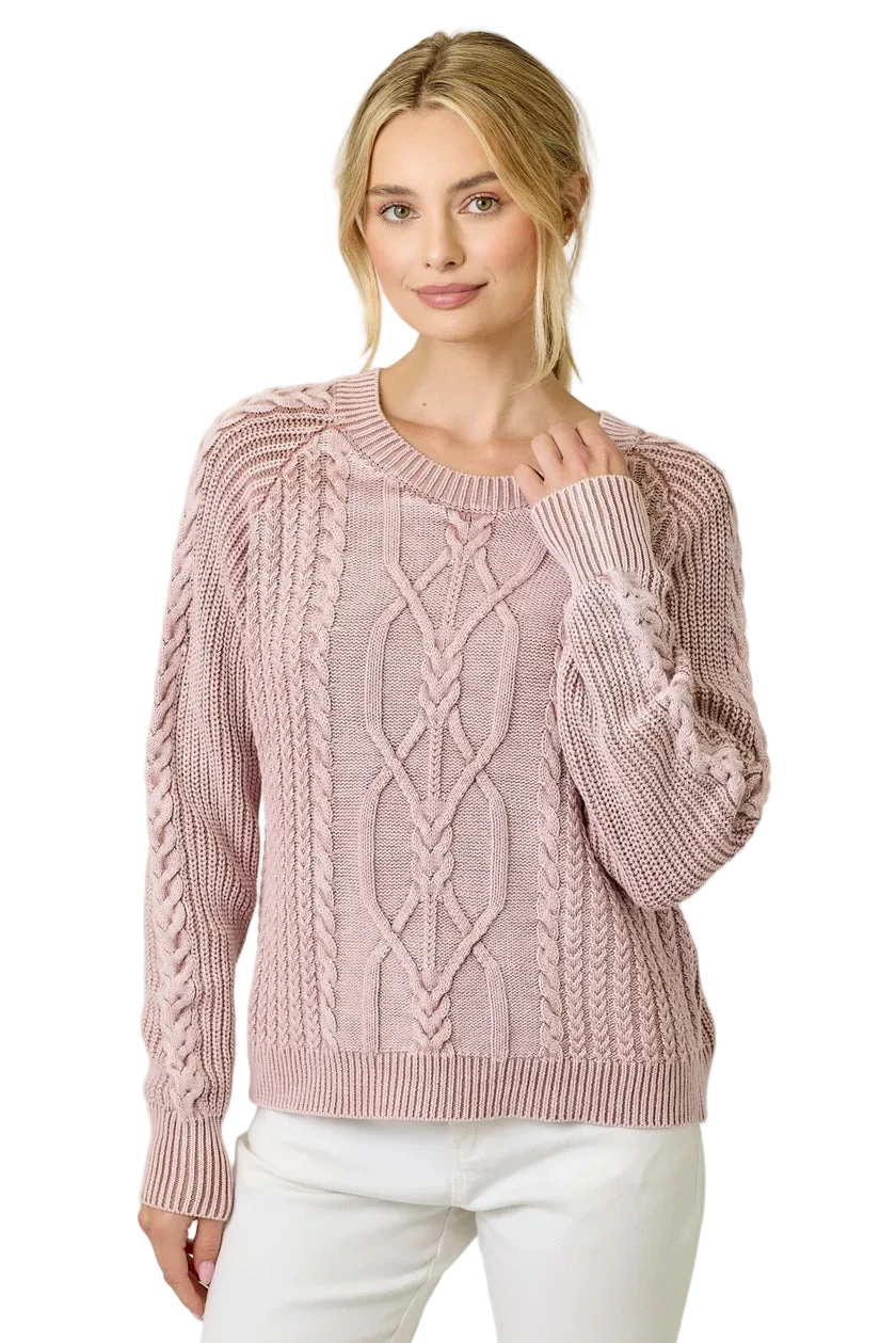 W's Washed Cable Sweater