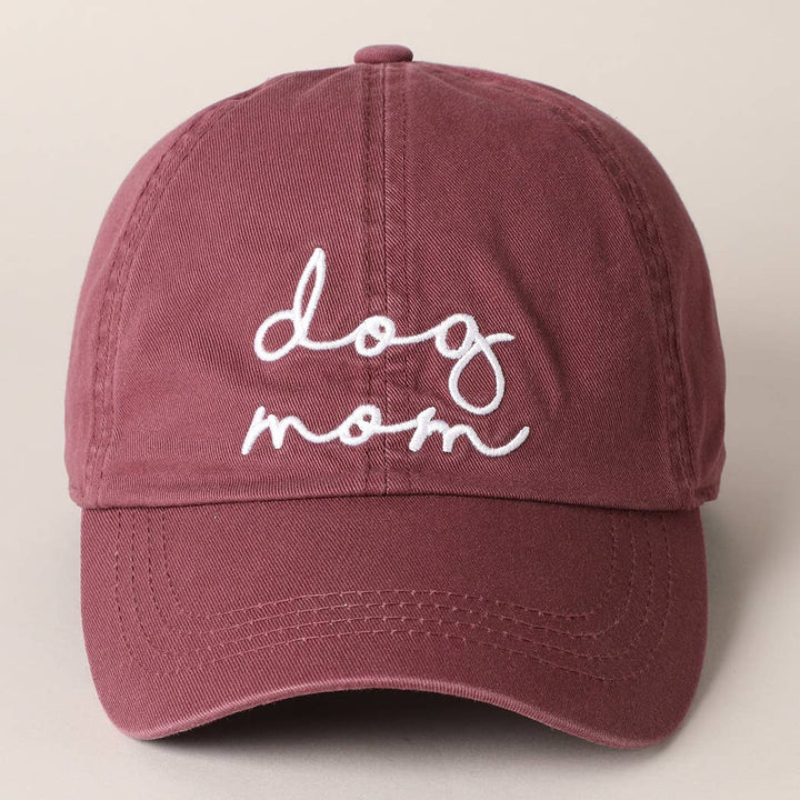 Dog Mom Lettering Embroidery Baseball Cap: CLAY / One Size