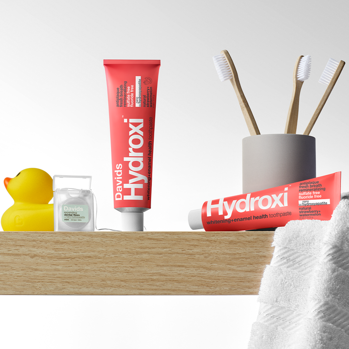 Davids Hydroxi™ whitening + enamel health, nano-hydroxyapatite toothpaste, kids + adults / strawberry watermelon: 4 oz single