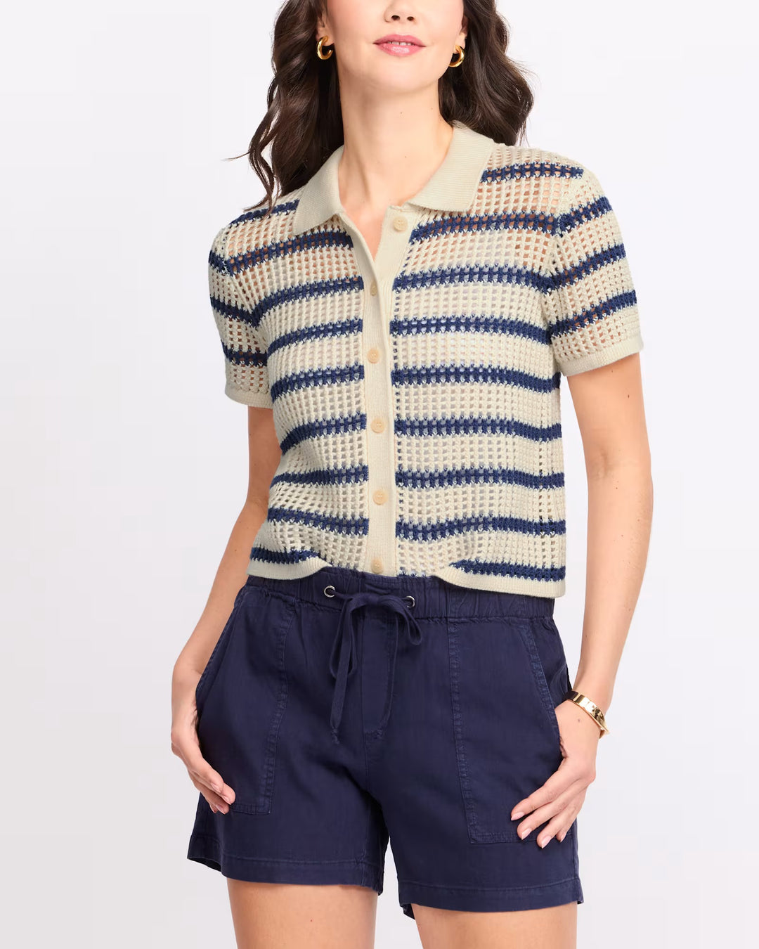 W's Hallie Striped Short Sleeve Sweater Shirt
