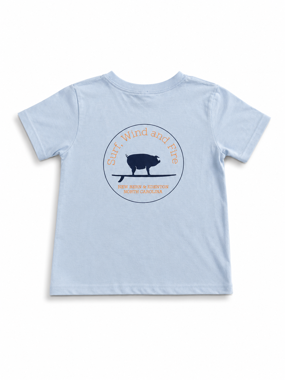 Kids Surfing Pig S/S T-Shirt, Light Blue