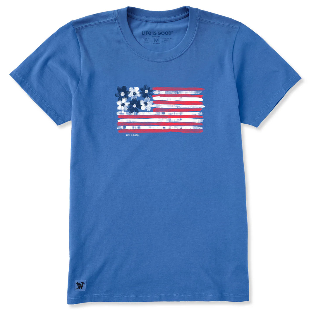 W's Watercolor Floral Flag Short Sleeve Crusher Tee