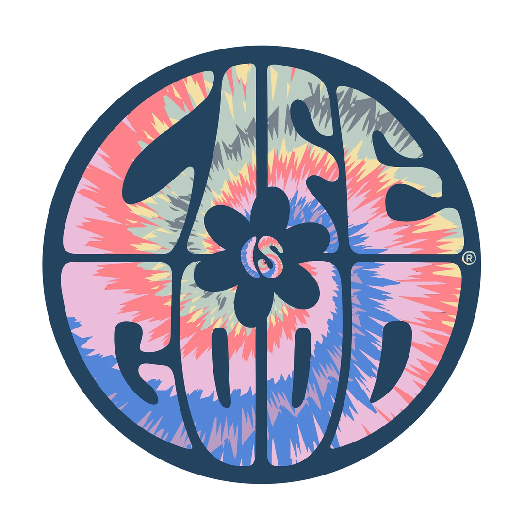 4" Circle Sticker Daisy Circle Tie Dye