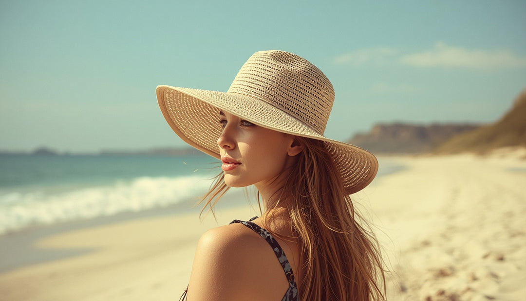 Vintage Straw Bucket Hat with brim wire