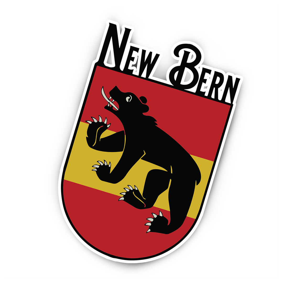 New Bern Black Bear Shield Red/Yellow Sticker