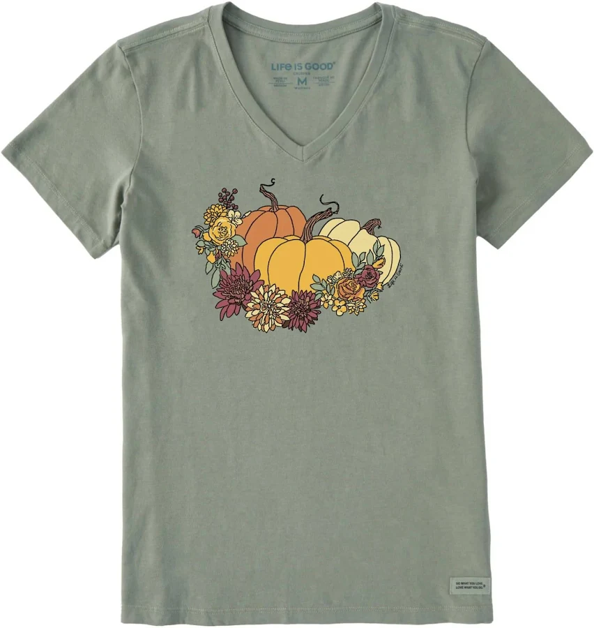 W's S/S Crusher Vee Pumpkin and Flowers