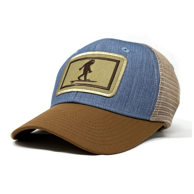 Surfing Sasquatch Structured Trucker Hat, Outer Banks Blue