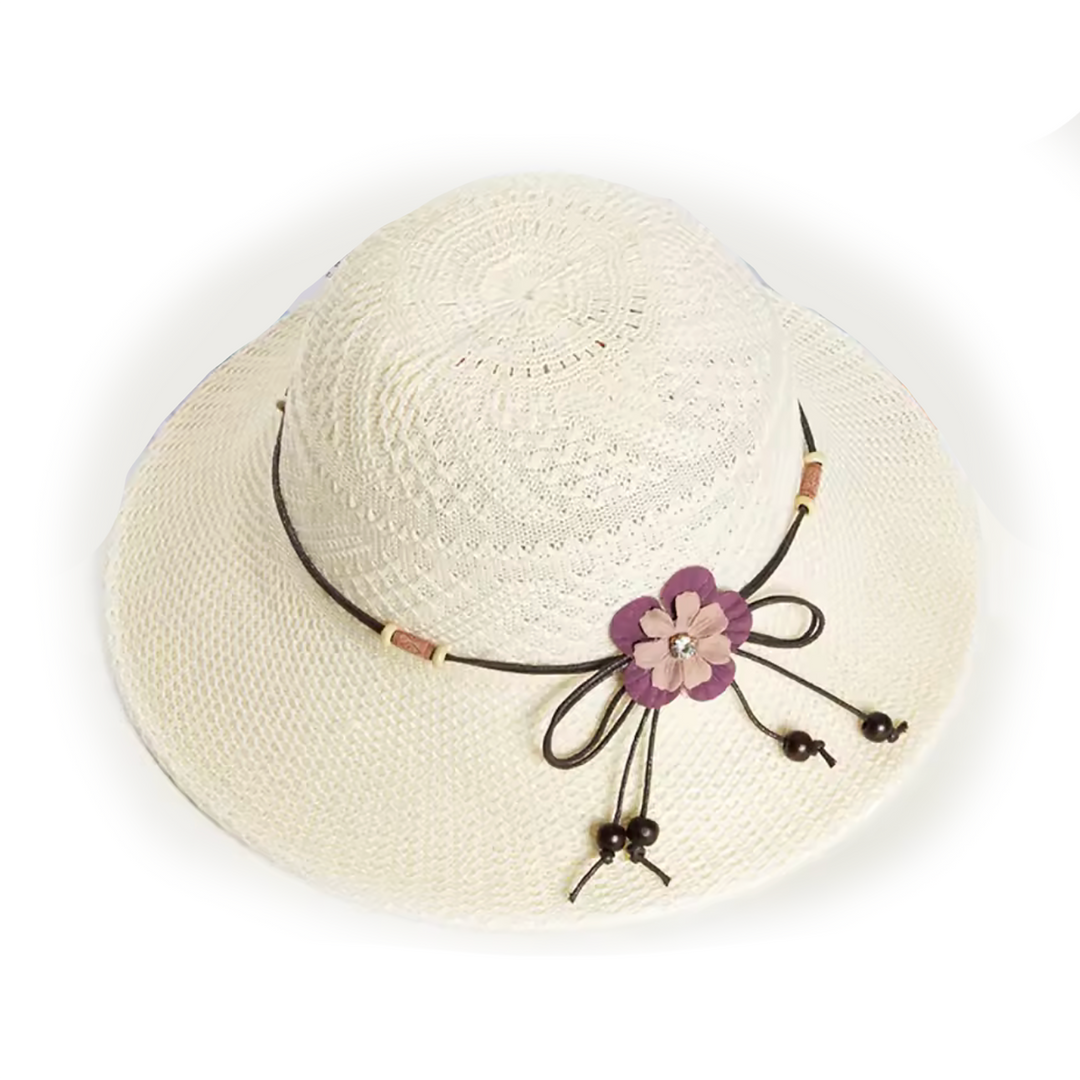 Flower Beach Hat, Synthetic straw