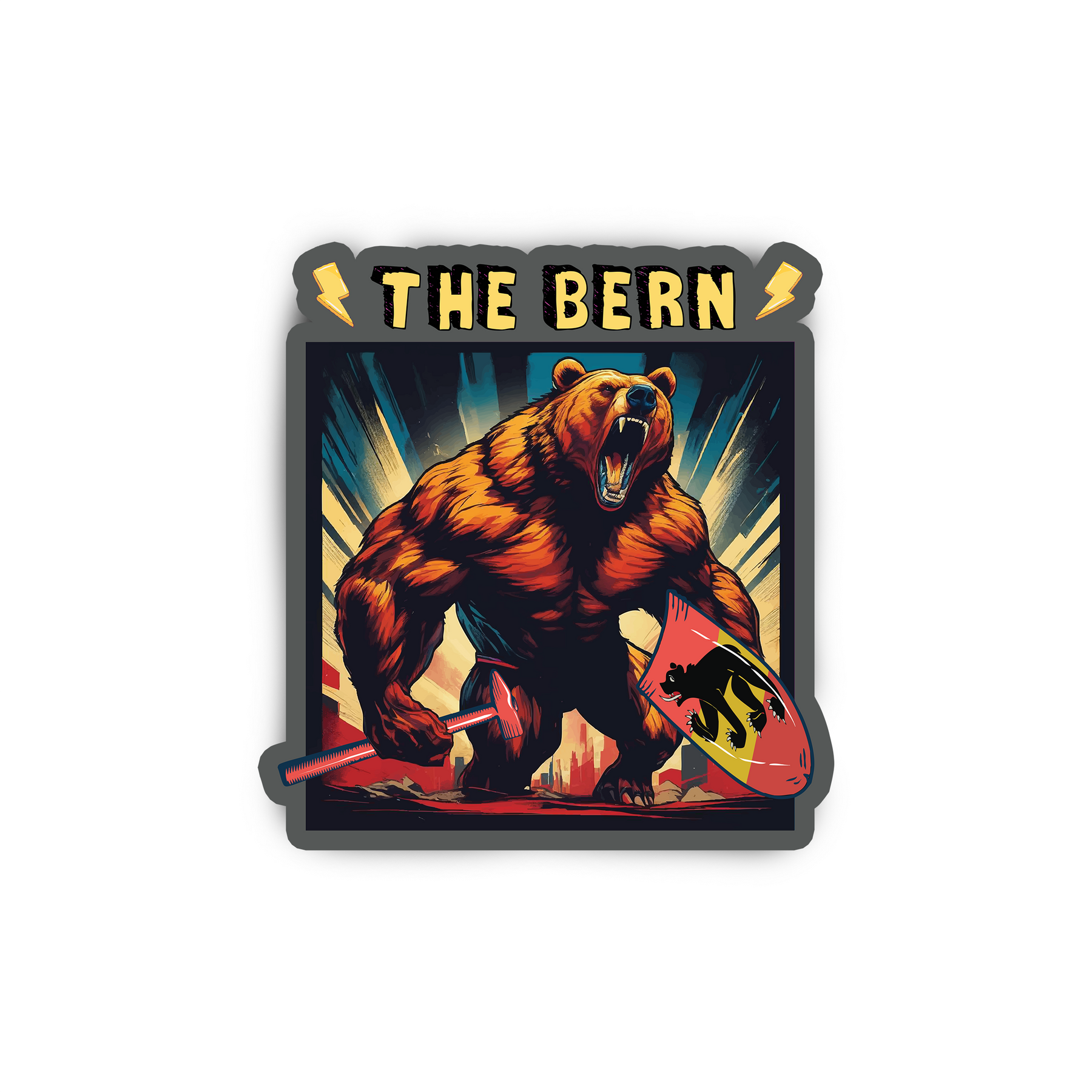 The Bern Super Hero Bear Sticker – Surf, Wind and Fire