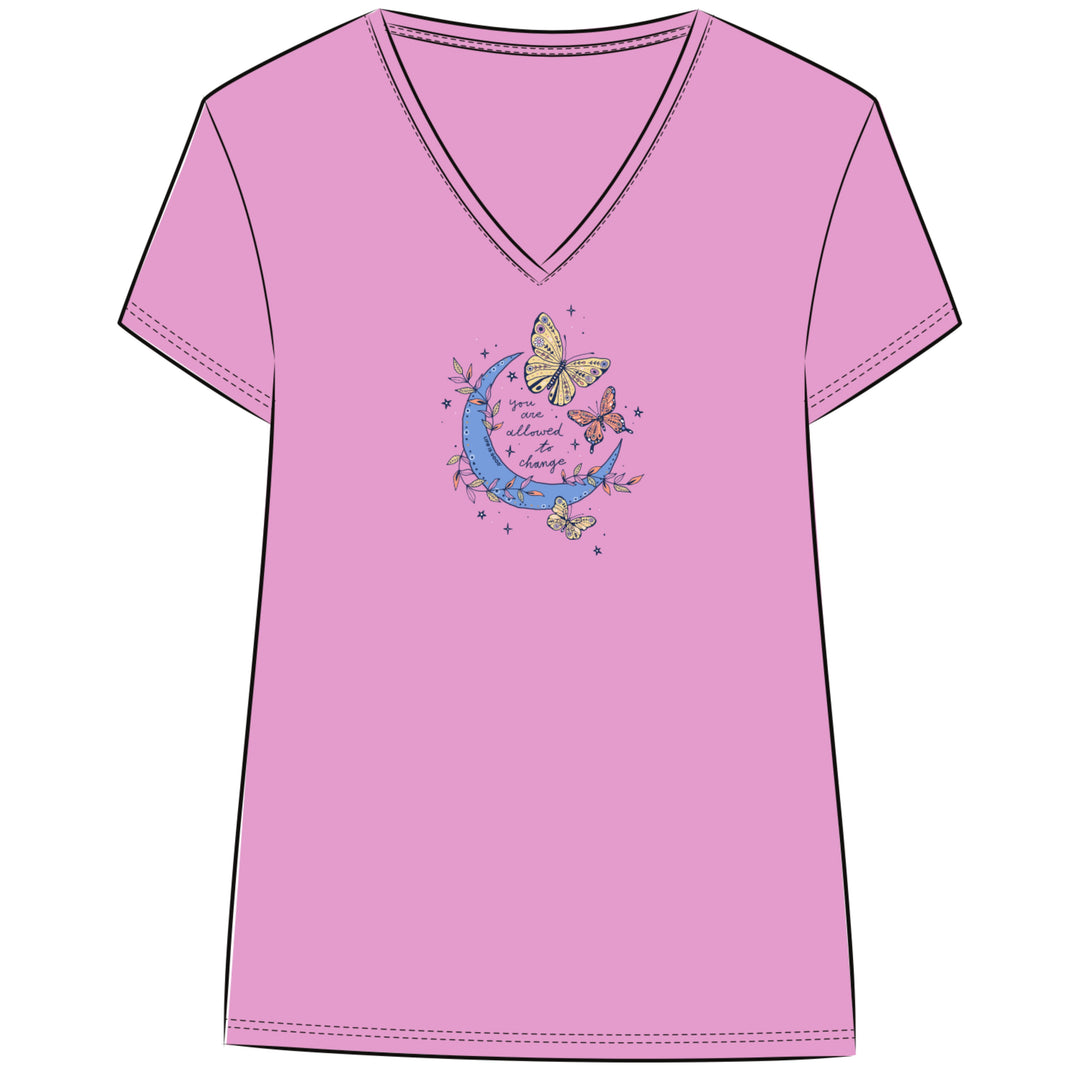 W's S/S Snuggle Up Sleep Relaxed Vee Celestial Butterfly Allowed to Change