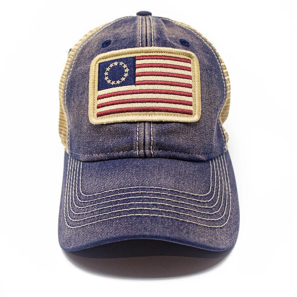 Betsy Ross USA Flag Patch Trucker Hat