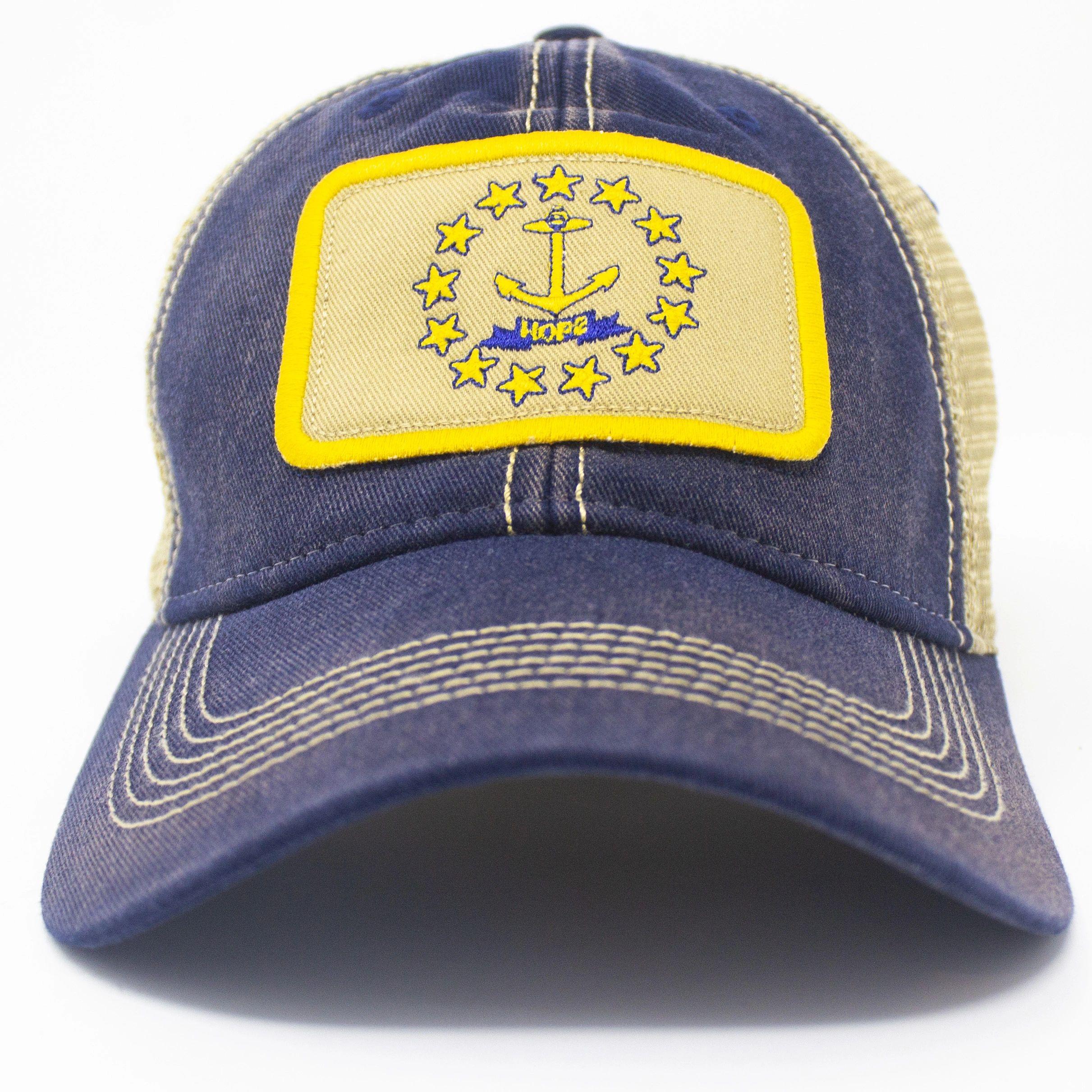 Rhode Island Flag Patch Trucker Hat, Navy