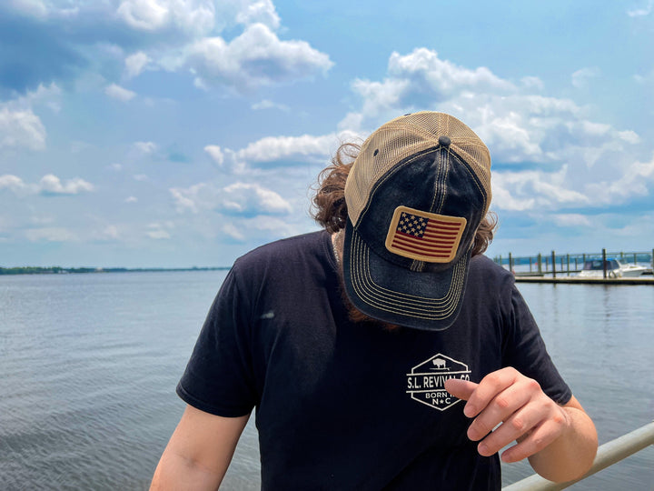 1812 USA Flag Patch Trucker Hat