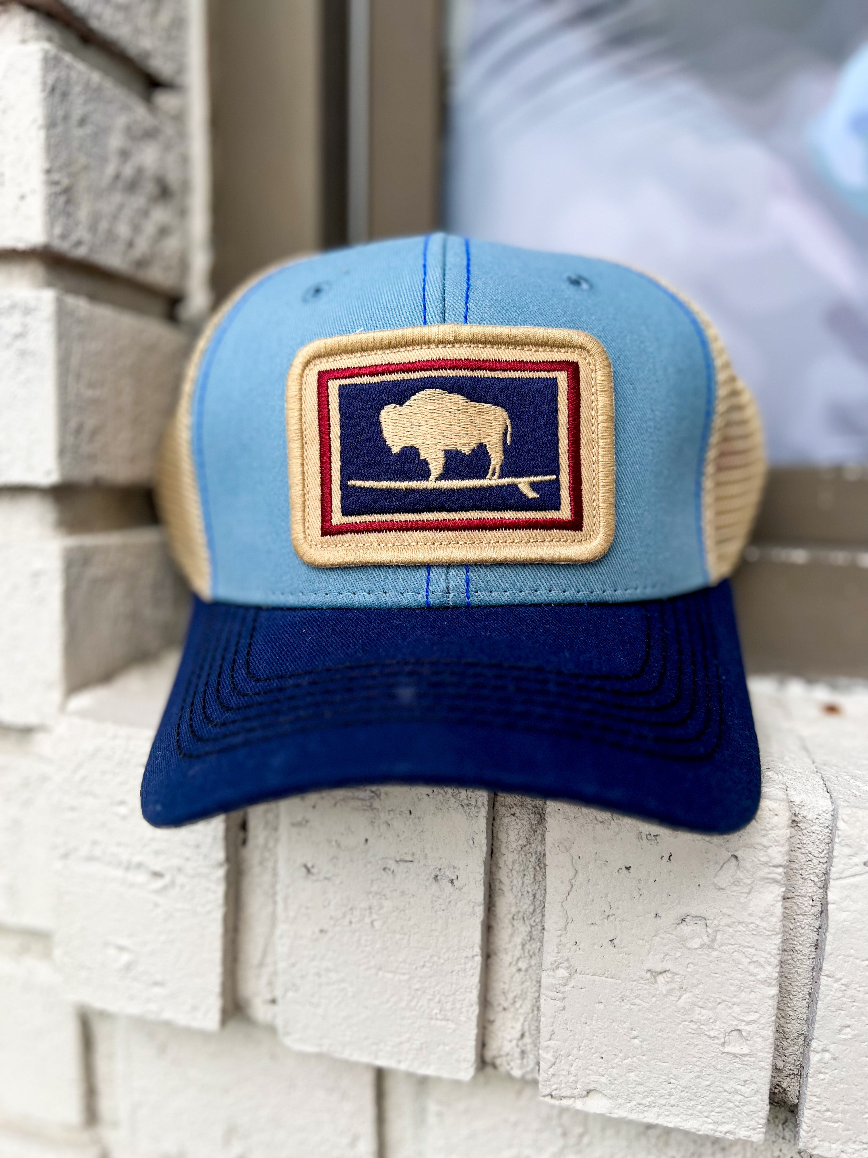 Surfing Buffalo Structured Trucker Hat, Blue