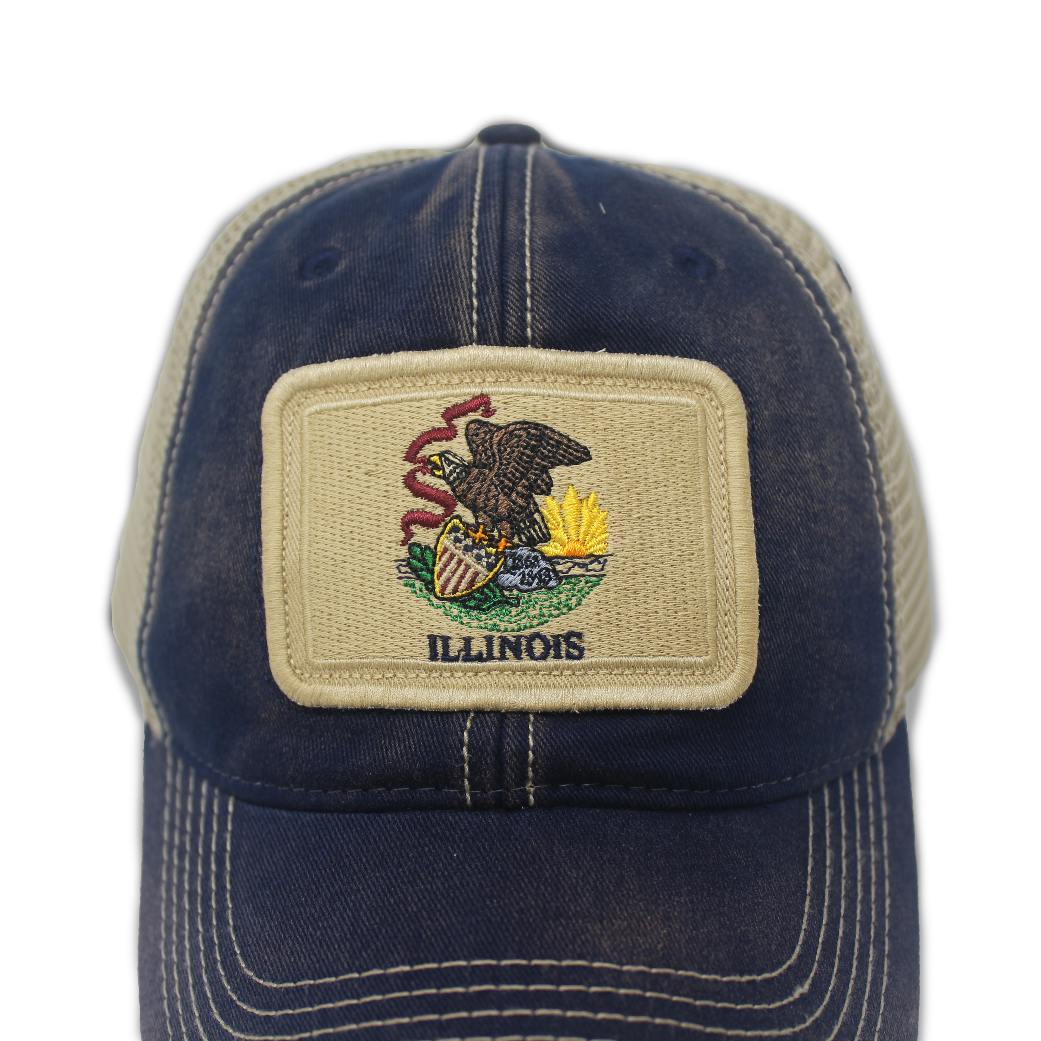 Illinois Flag Patch Trucker Hat, Navy