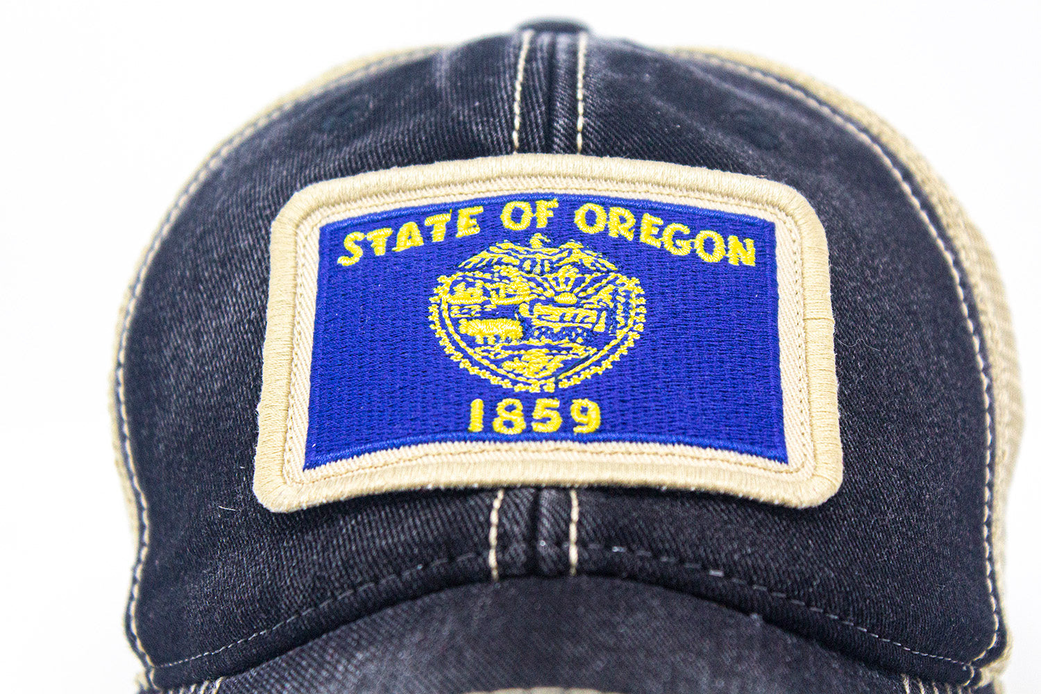 Oregon Flag Patch Trucker Hat, Black
